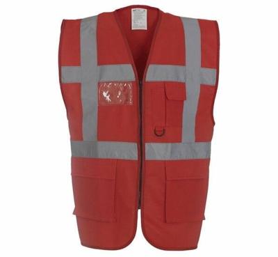 Veiligheidshesje met rits rood - M