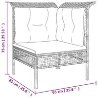 5-delige Loungeset met kussens poly rattan grijs - thumbnail