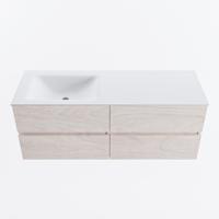 MONDIAZ VICA 130cm badmeubel onderkast Underlayment 4 lades. Wastafel CLOUD links zonder kraangat, kleur Talc. - thumbnail