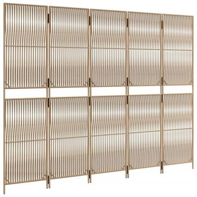 Kamerscherm 5 panelen poly rattan beige
