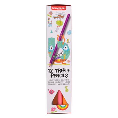 Bruynzeel triple kleurpotloden set 12 Bruynzeel triple kleurpotloden set 12