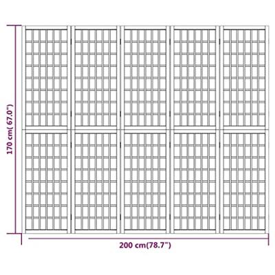 Kamerscherm inklapbaar 5 panelen Japanse stijl 200x170 cm wit - thumbnail
