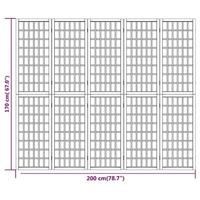 Kamerscherm inklapbaar 5 panelen Japanse stijl 200x170 cm wit - thumbnail