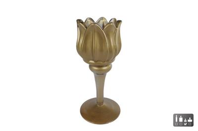Theelichth Tulip mat goud glass