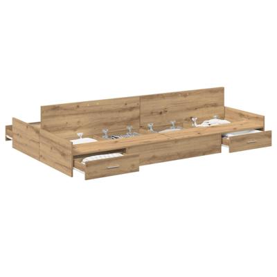 Opbergbedframe met lade Artisan Eiken 120 x 200 cm Bewerkt hout