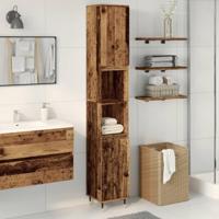 Badkamerkast 30x30x190 cm bewerkt hout oud houtkleurig - thumbnail