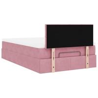 Ottoman bed met matras 120x200cm fluweel roze - thumbnail