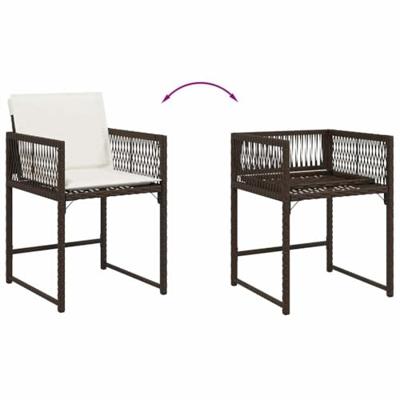 Tuinstoelen 4 st met kussens poly rattan bruin - thumbnail