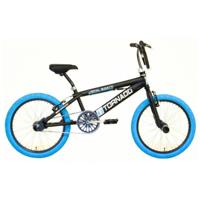 Royal Freestyle bmx 20" -bugatti - mat zwart met blauwe banden - thumbnail