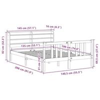 Bedframe met hoofdbord massief grenenhout 135x190 cm - thumbnail
