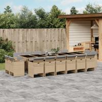 17-delige Tuinset met kussens poly rattan gemengd beige - thumbnail