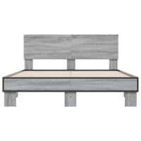 Bedframe bewerkt hout metaal grijs sonoma eiken 140x190 cm - thumbnail