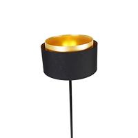 QAZQA Moderne vloerlamp zwart met kap zwart met goud - Simplo - thumbnail