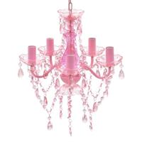 VidaXL Kristallen licht met 5 gloeilampen rosa - thumbnail