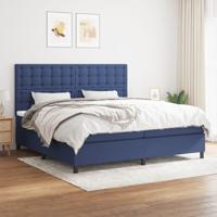 Boxspring met matras stof blauw 200x200 cm - thumbnail
