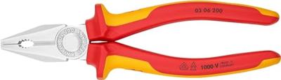 Knipex Kombi-tang verchroomd geïsoleerd met meer-componentengrepen, VDE-getest 200 mm - 0306200 - thumbnail