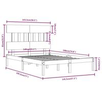 Bedframe massief hout wit 140x200 cm - thumbnail