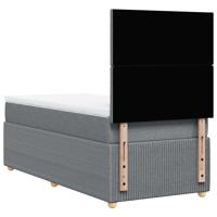 Boxspring met matras stof lichtgrijs 90x200 cm - thumbnail