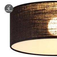 Moderne Plafondlamp - Cilinder - Stoffen Lampenkap - Zwart - Minimalistische stijl - ø32 x 12 cm - E27 fitting - Voor slaapkamers en woonkamers - thumbnail
