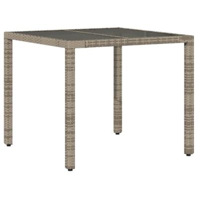 3-delige Tuinset met kussens poly rattan en glas grijs