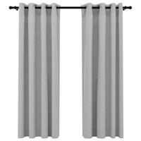 VidaXL Gordijnen linnen-look verduisterend ogen 2 st 140x175 cm grijs - thumbnail