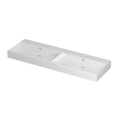 INK Unlimited Wastafel Porselein Dubbel met 2 Kraangaten - 1400x450x110 mm - Glans Wit
