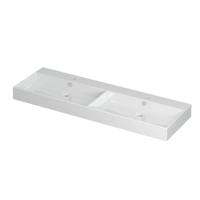 INK Unlimited Wastafel Porselein Dubbel met 2 Kraangaten - 1400x450x110 mm - Glans Wit - thumbnail