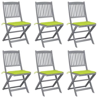 Tuinstoelen 6 st inklapbaar met kussens massief acaciahout