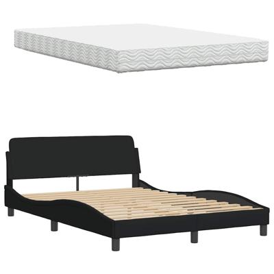 Bed met matras "Hanko" stof zwart 120x200 cm - thumbnail