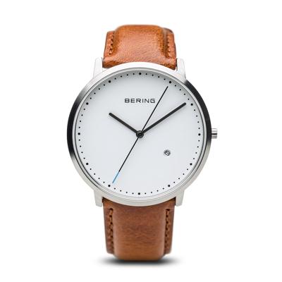 Bering 11139-504 Classic Zilver Bruin Leder Horloge Bering 11139-504 Classic Zilver Bruin Leder Horloge