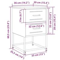 Nachtkastje 36x39x60,5 cm staal zwart - thumbnail