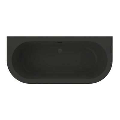 Half-vrijstaand bad Xenz Charley | 165x76 cm | Incl.Badafvoer-Zwart mat | Sleuf overloop | Acryl | Zwart mat