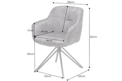 Draaibare design stoel EUPHORIA bruin fluweel met armleuning metalen frame zwart - 40262