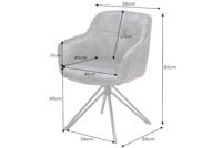 Draaibare design stoel EUPHORIA champagne grijs fluweel met armleuning metalen frame zwart - 40259 - thumbnail