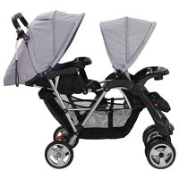 Kinderwagen dubbel staal grijs en zwart - thumbnail