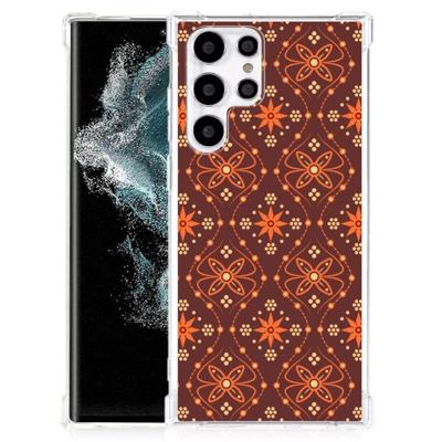 Samsung Galaxy S22 Ultra Doorzichtige Silicone Hoesje Batik Brown Samsung Galaxy S22 Ultra Doorzichtige Silicone Hoesje Batik Brown