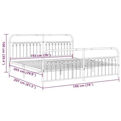 Bedframe met hoofd- en voeteneinde metaal wit 193x203 cm Bedframe met hoofd- en voeteneinde metaal wit 193x203 cm