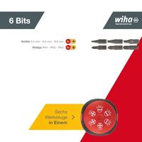 Wiha 33738 | Schroevendraaier met bitmagazijn | 1/4" | magnetisch | 6 bits - 33738 - thumbnail