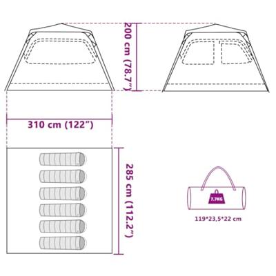 Koepeltent 6-persoons snelontgrendeling grijs en oranje Koepeltent 6-persoons snelontgrendeling grijs en oranje