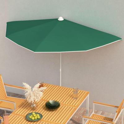 Parasol half met paal 180x90 cm groen