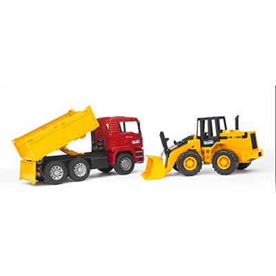 bruder MAN TGA kiepauto met FR130 wiellader modelvoertuig
