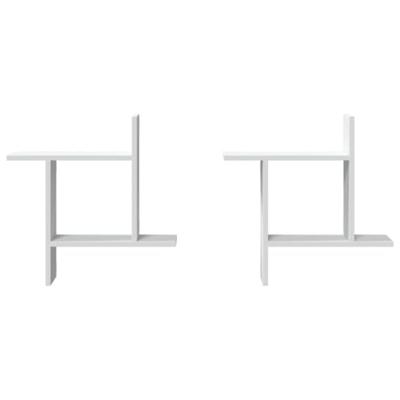 Wandschappen 2 st 50x12x50 cm bewerkt hout wit
