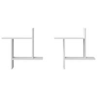 Wandschappen 2 st 50x12x50 cm bewerkt hout wit - thumbnail