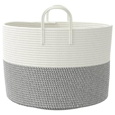 VidaXL Opbergmand ø 51x33 cm katoen grijs en wit