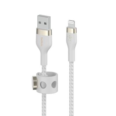 Belkin BoostCharge Pro Flex gevlochten USB Type A/Lightning-kabel (1 m), MFi-gecertificeerde laadkabel voor iPhone 14/14 Plus, 13, 12, Pro, Max, mini, SE, iPad en meer – Wit