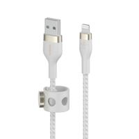 Belkin BoostCharge Pro Flex gevlochten USB Type A/Lightning-kabel (1 m), MFi-gecertificeerde laadkabel voor iPhone 14/14 Plus, 13, 12, Pro, Max, mini, SE, iPad en meer – Wit - thumbnail