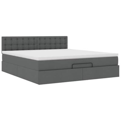 Ottoman bed met matras en LED's 160x200cm stof donkergrijs