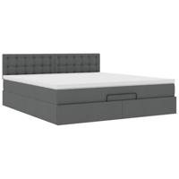 Ottoman bed met matras en LED's 160x200cm stof donkergrijs - thumbnail
