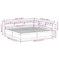 Bed met boekenkast zonder matras grenenhout wit 200x200 cm - thumbnail