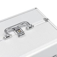 Make-up koffer 22x30x21 cm aluminium zilverkleurig - thumbnail